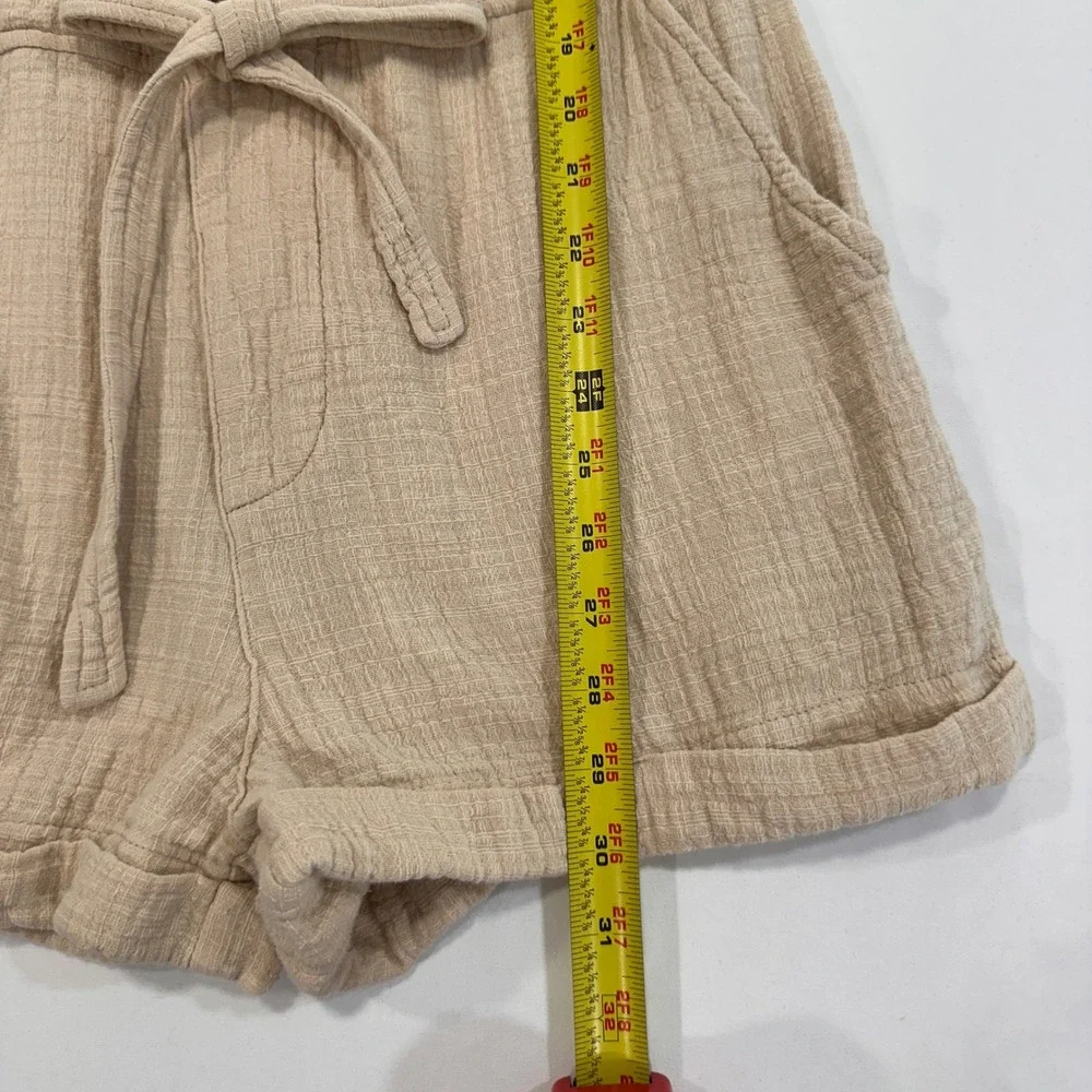 Bohme‎ Cotton Gauze Sleeveless Romper Women Size S Beige Button Front | Coastal